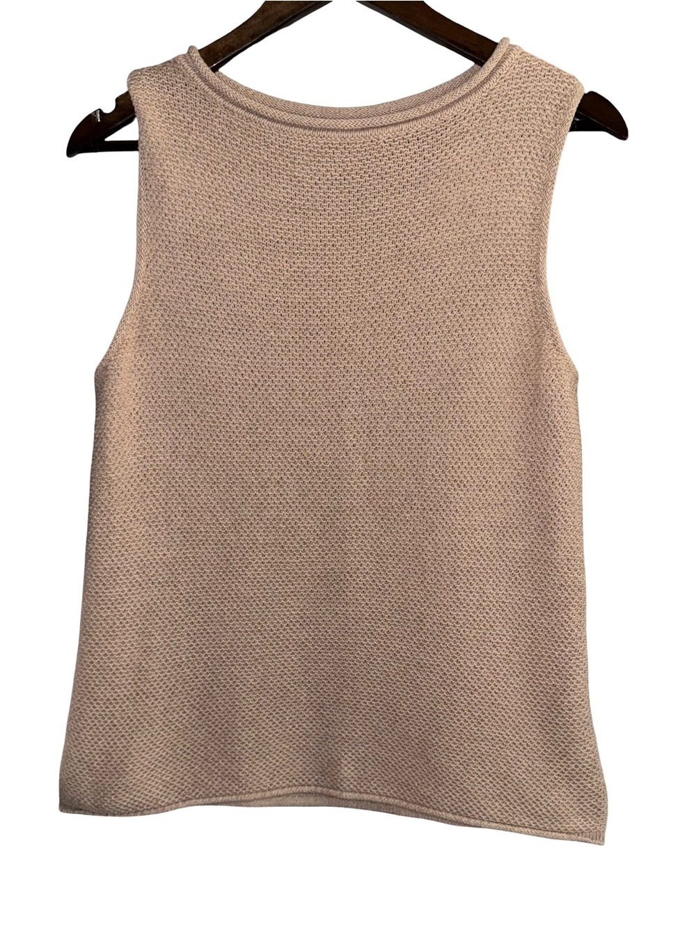 Lauren Ralph Lauren Beige Open Knit Sleeveless Sweater Tank Coastal Quiet Luxury - Picture 2 of 5